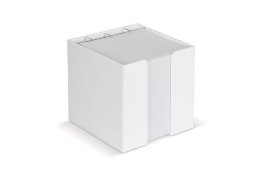 Paper pad 10x10x10cm FSC in cube box with stationery compartments White