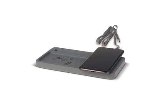 Limestone Desk organizer with wireless charger 5W Grau