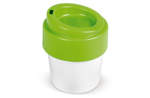 Coffee cup Hot-but-cool with lid 240ml White/green