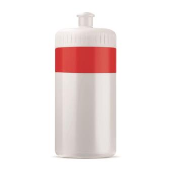 Sportflasche mit Rand 500ml Weiß/rot