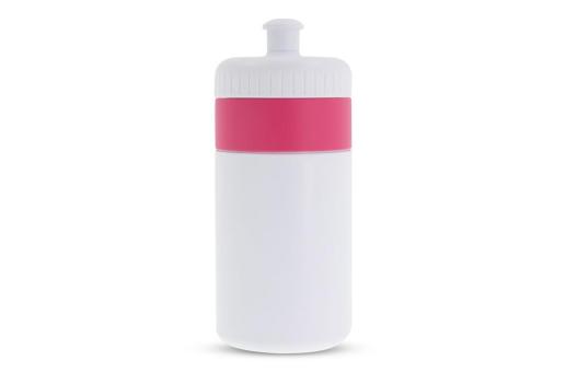 Sportflasche mit Rand 500ml Rosa/weiß