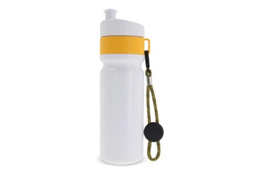 Sportflasche mit Rand und Kordel 750ml Weiß/gelb