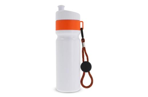 Sportflasche mit Rand und Kordel 750ml Orange/weiß