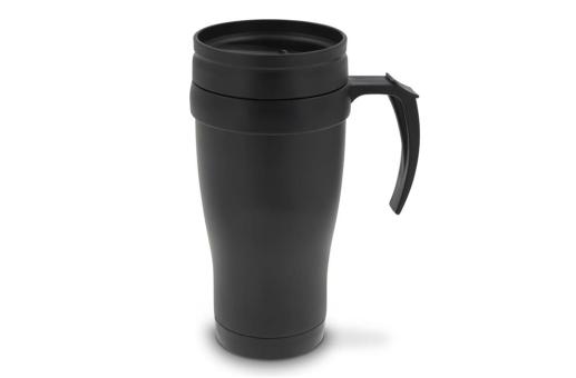 Double walled coffee mug metal 350ml Black