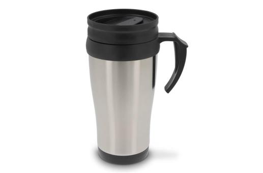 Double walled coffee mug metal 350ml Silver