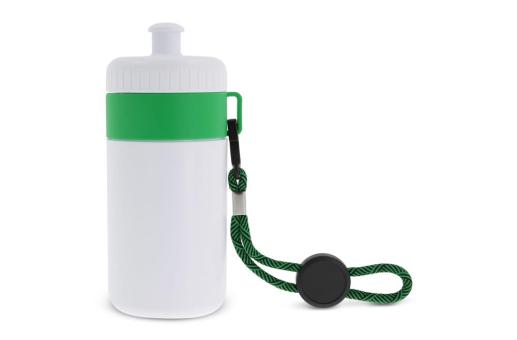 Sports bottle with edge and cord 500ml White/green