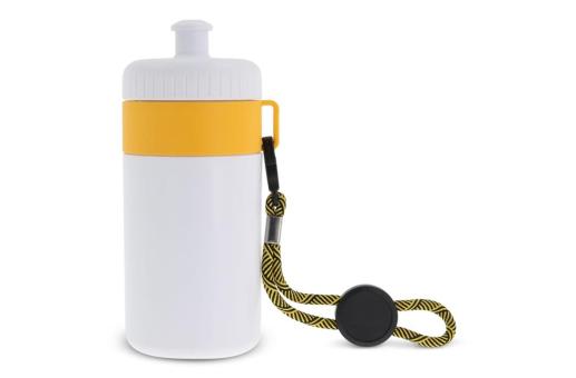 Sports bottle with edge and cord 500ml White/yellow