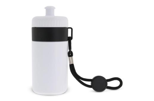 Sports bottle with edge and cord 500ml White/black