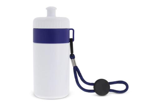 Sports bottle with edge and cord 500ml White/blue