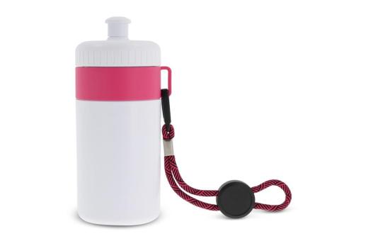 Sports bottle with edge and cord 500ml Pink/white