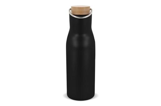 Isolier-Flasche mit Bambusdeckel, 500ml Schwarz