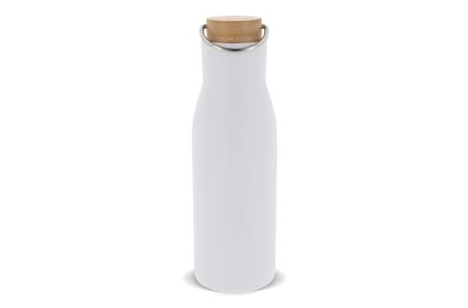 Isolier-Flasche mit Bambusdeckel, 500ml Weiß