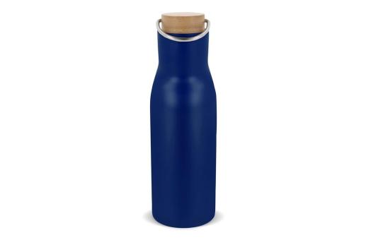 Isolier-Flasche mit Bambusdeckel, 500ml Dunkelblau