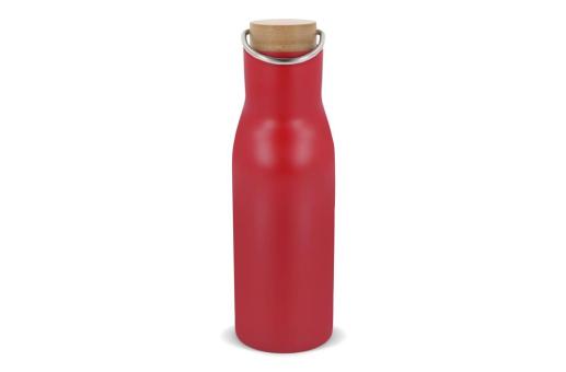 Isolier-Flasche mit Bambusdeckel, 500ml Dunkelrot