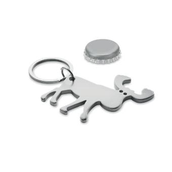 BOTTLE POPPER Recycled aluminium key ring Flat silver