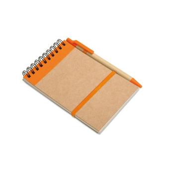 SONORA A6 recycled notepad with pen Orange