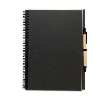 BLOQUERO PLUS Recycled notebook with pen Black