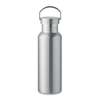 FLORENCE Double wall bottle 500 ml Flat silver