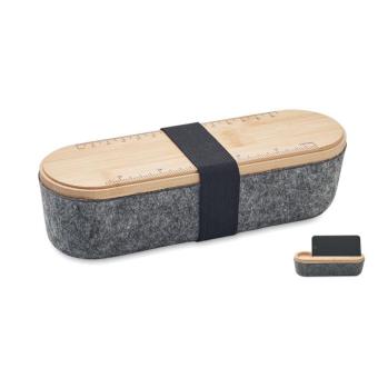 MILE RPET felt pencil case with lid Timber