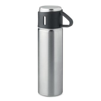 TONIA Double wall bottle 420 ml Flat silver