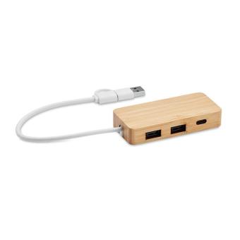 HUBBAM Bamboo USB 3 ports hub Timber