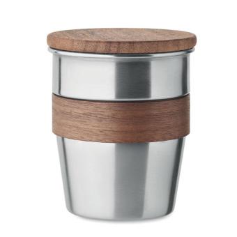 WALNUT Single wall tumbler 350 ml Flat silver