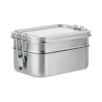 DOUBLE CHAN Lunchbox aus Edelstahl Silber matt