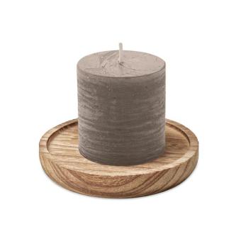 PENTAS Candle on round wooden base Convoy grey