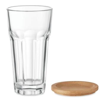 SEMPRE Glass with bamboo lid/coaster Transparent