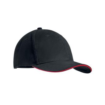 TEKAPO Baseball Kappe 6 Panels Schwarz/rot