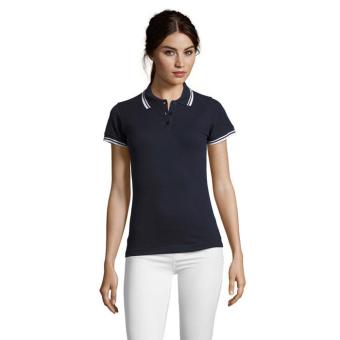 PASADENA WOMEN PASADENA Damen Polo 200g, Französische Marine, Weiß Französische Marine, Weiß | L