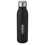 Harper 700 ml Sportflasche aus Edelstahl mit Metallschlaufe Schwarz