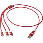 Versatile 5-1 recycled aluminium charging cable Red