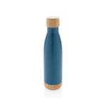 XD Collection Vacuum stainless steel bottle with bamboo lid and bottom Aztec blue