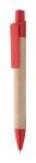 Reflat recycled paper ballpoint pen, nature Nature,red