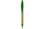 Bamboo pen with plastic leafclip Dark green