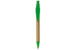 Bamboo pen with plastic leafclip Light green