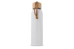 Wasserflasche mit Bambusdeckel 600ml Weiß