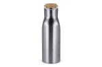 Isolier-Flasche mit Bambusdeckel, 500ml Silber