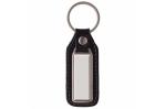 Keyring metal, real leather, Doming. Black