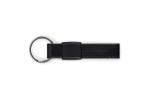 Keyring Metal, real leather Black