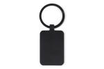 Bamboo and metal keychain rectangle Black