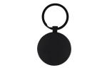 Bamboo and metal keychain round Black