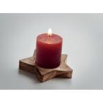 LOTUS Candle on star wooden base Red