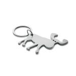 BOTTLE POPPER Recycled aluminium key ring Flat silver