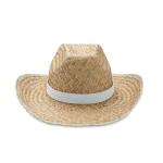 TEXAS Natural straw cowboy hat White