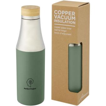 Hulan 540 ml copper vacuum insulated stainless steel bottle with bamboo lid Mint