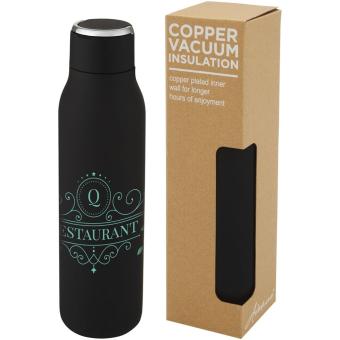 Marka 600 ml copper vacuum insulated bottle with metal loop Black