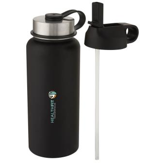 Supra 1 L copper vacuum insulated sport bottle with 2 lids Black