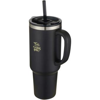 Sydney 1200 ml double wall RCS certified copper vacuum insulated tumbler with straw Black